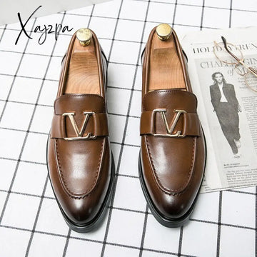 Xajzpa - Men Pu Leather Fashion Shoes Low Heel Fringe Dress Brogue Spring Ankle Boots Vintage
